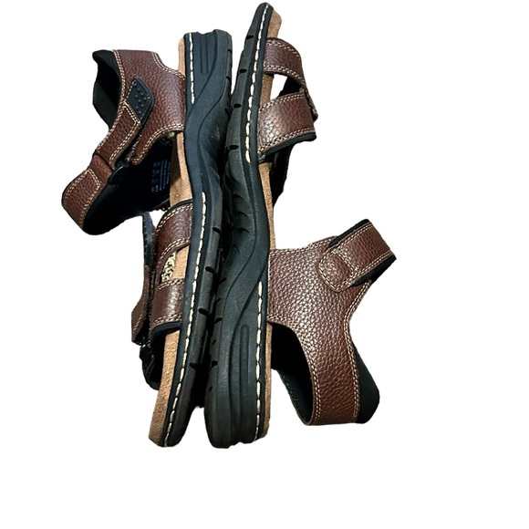 NEW! DR. SCHOLL'S Men's Brown Leather Memory Foam Comfort Sandal-12 - Picture 10 of 14